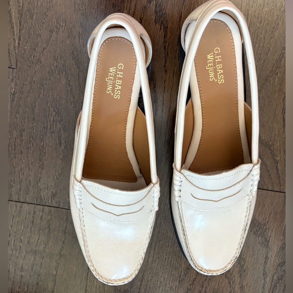 G.H. Bass & Co. Cream Leather Penny Loafers